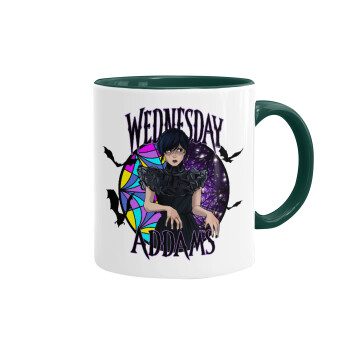 Wednesday Jenna Ortega, Mug colored green, ceramic, 330ml