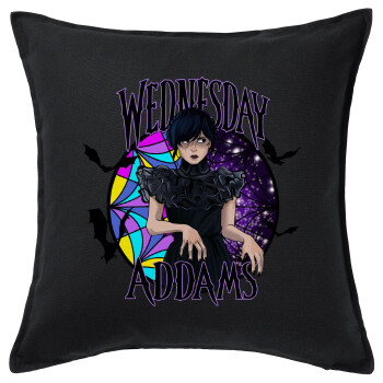 Wednesday Jenna Ortega, Μαξιλάρι καναπέ Μαύρο 100% βαμβάκι, περιέχεται το γέμισμα (50x50cm)