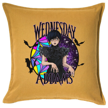 Wednesday Jenna Ortega, Μαξιλάρι καναπέ Κίτρινο 100% βαμβάκι, περιέχεται το γέμισμα (50x50cm)