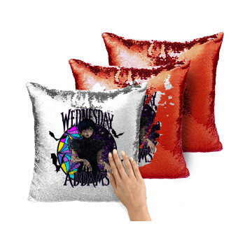 Wednesday Jenna Ortega, Μαξιλάρι καναπέ Μαγικό Κόκκινο με πούλιες 40x40cm περιέχεται το γέμισμα