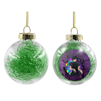Wednesday Jenna Ortega, Χριστουγεννιάτικη μπάλα δένδρου διάφανη με πράσινο γέμισμα 8cm