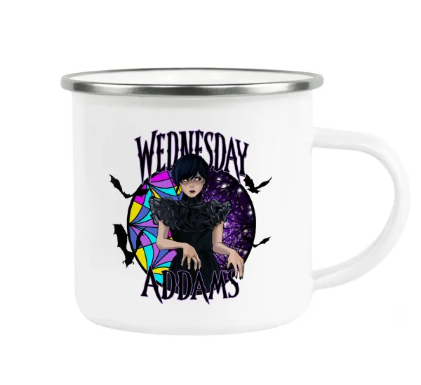 Wednesday Jenna Ortega — Metallic enamel cup white 360ml