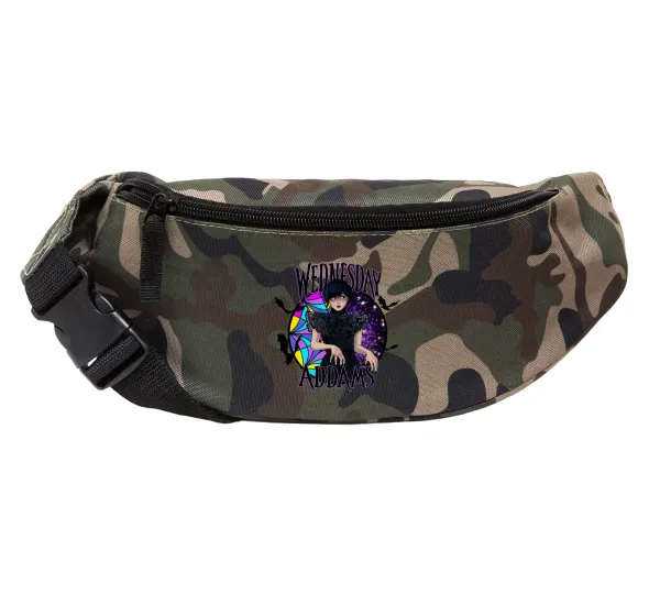 Wednesday Jenna Ortega — Unisex waist bag (banana) in Jungle camouflage color with 2 pockets