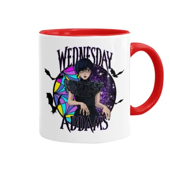 Wednesday Jenna Ortega, Κούπα χρωματιστή κόκκινη, κεραμική, 330ml