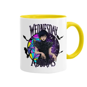 Wednesday Jenna Ortega, Mug colored yellow, ceramic, 330ml