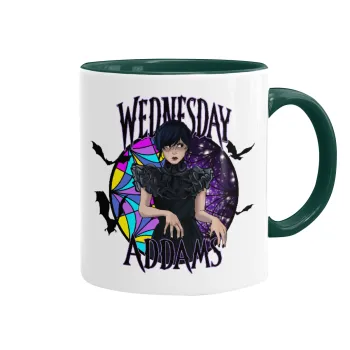 Wednesday Jenna Ortega, Mug colored green, ceramic, 330ml