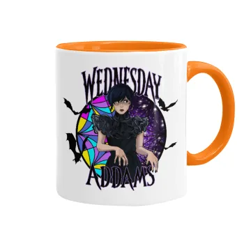 Wednesday Jenna Ortega, Κούπα χρωματιστή πορτοκαλί, κεραμική, 330ml