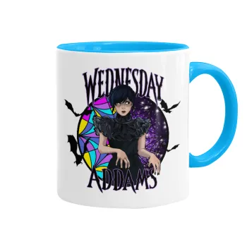 Wednesday Jenna Ortega, Κούπα χρωματιστή γαλάζια, κεραμική, 330ml