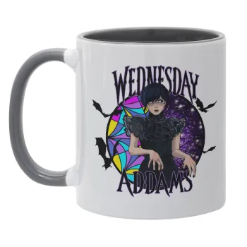 Wednesday Jenna Ortega, Κούπα χρωματιστή γκρι, κεραμική, 330ml