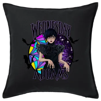 Wednesday Jenna Ortega, Μαξιλάρι καναπέ Μαύρο 100% βαμβάκι, περιέχεται το γέμισμα (50x50cm)