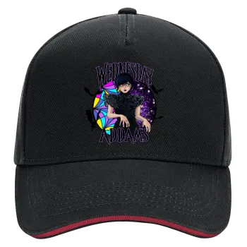 Wednesday Jenna Ortega, DRILL Adult Ultimate Hat BLACK/RED, (100% COTTON, ADULT, UNISEX, ONE SIZE)