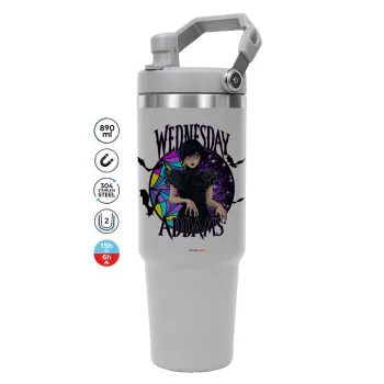 Wednesday Jenna Ortega, GREY color, 890ml (30oz) stainless Steel Tumbler with Handle