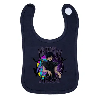 Wednesday Jenna Ortega, Σαλιάρα με Σκρατς 100% Organic Cotton Μπλε (0-18 months)