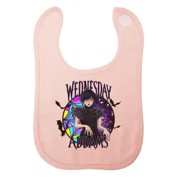 Wednesday Jenna Ortega, Σαλιάρα με Σκρατς ΡΟΖ 100% Organic Cotton (0-18 months)