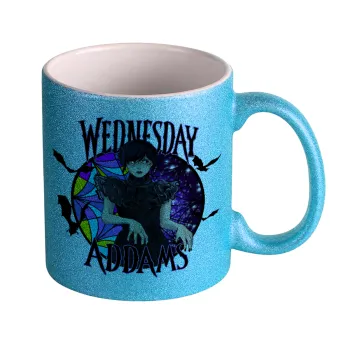 Wednesday Jenna Ortega, Κούπα Σιέλ Glitter που γυαλίζει, κεραμική, 330ml