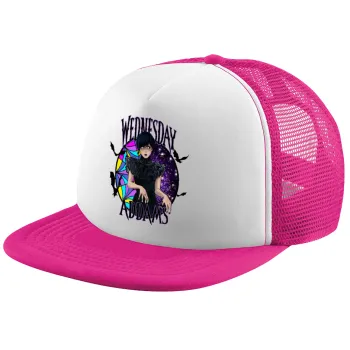 Wednesday Jenna Ortega, Child's Soft Trucker Hat with Pink/White Mesh (POLYESTER, CHILD, ONE SIZE)