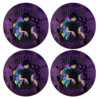 Wednesday Jenna Ortega, ΣΕΤ 4 Σουβέρ ξύλινα στρογγυλά (9cm)