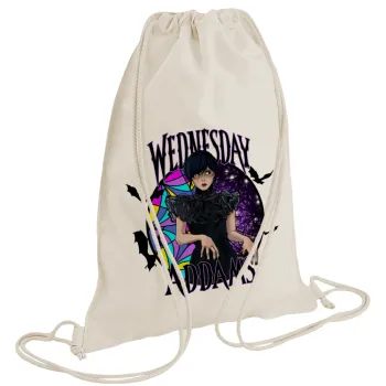 Wednesday Jenna Ortega, Τσάντα πλάτης πουγκί GYMBAG natural (28x40cm)
