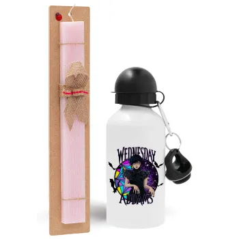Wednesday Jenna Ortega, Easter Set, metallic aluminum bottle (500ml) & aromatic flat Easter candle (30cm) (PINK)