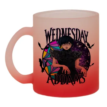 Wednesday Jenna Ortega, Κούπα γυάλινη δίχρωμη με βάση το κόκκινο ματ, 330ml