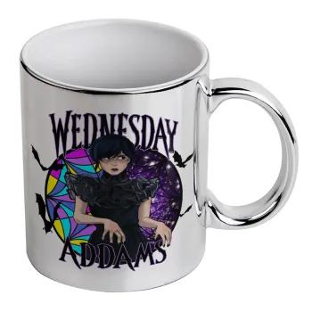 Wednesday Jenna Ortega, Mug ceramic, silver mirror, 330ml