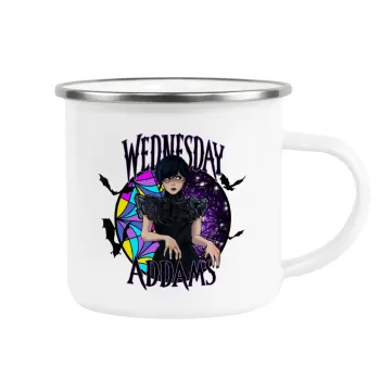 Wednesday Jenna Ortega, Metallic enamel cup white 360ml