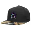 Adult Flat Snapback Hat Black/Camouflage, (100% COTTON TWILL, ADULT, UNISEX, ONE SIZE)