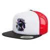 Adult Foam Flat Snapback with Mesh Black-White-Red (POLYESTER, ADULT, UNISEX, ONE SIZE)