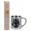 Easter Set, metallic thermal cup (300ml) & Easter aromatic flat candle (30cm) (GRAY)