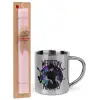 Easter Set, metallic thermal cup (300ml) & aromatic flat Easter candle (30cm) (PINK)