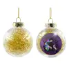 Transparent Christmas tree ball ornament with gold filling 8cm