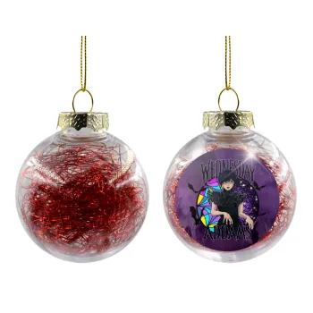 Wednesday Jenna Ortega, Transparent Christmas tree ball ornament with red filling 8cm
