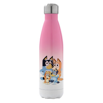 Bluey, Metal mug thermos Pink/White (Stainless steel), double wall, 500ml