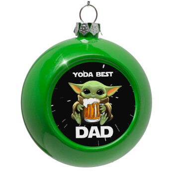 Yoda Best Dad, Στολίδι Χριστουγεννιάτικη μπάλα δένδρου Πράσινο 8cm