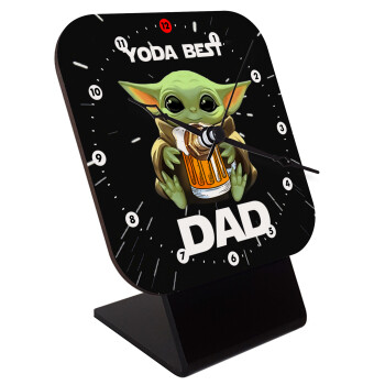 Yoda Best Dad, Επιτραπέζιο ρολόι ξύλινο με δείκτες (10cm)