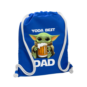 Yoda Best Dad, Τσάντα πλάτης πουγκί GYMBAG Μπλε, με τσέπη (40x48cm) & χονδρά κορδόνια