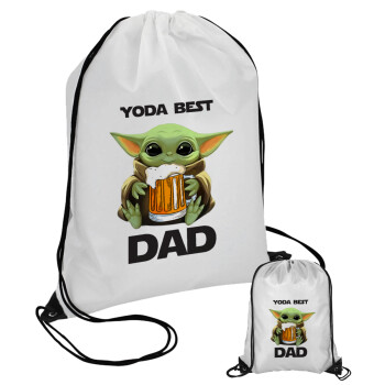 Yoda Best Dad, Τσάντα πουγκί με μαύρα κορδόνια 45χ35cm (1 τεμάχιο)