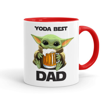 Yoda Best Dad, Κούπα χρωματιστή κόκκινη, κεραμική, 330ml