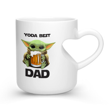 Yoda Best Dad, Κούπα καρδιά λευκή, κεραμική, 330ml