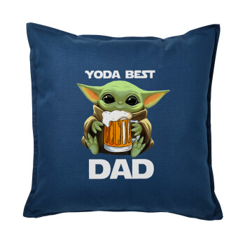 Yoda Best Dad, Μαξιλάρι καναπέ Μπλε 100% βαμβάκι, περιέχεται το γέμισμα (50x50cm)