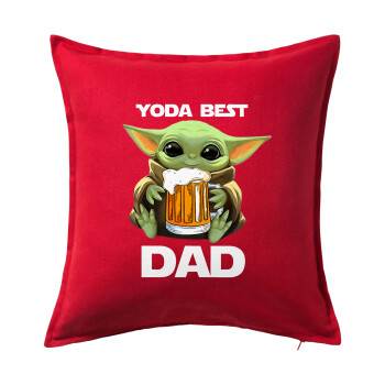 Yoda Best Dad, Sofa cushion RED 50x50cm includes filling