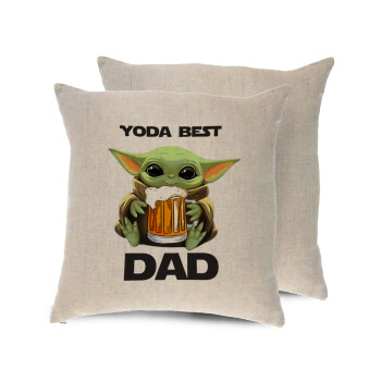 Yoda Best Dad, Μαξιλάρι καναπέ ΛΙΝΟ 40x40cm περιέχεται το  γέμισμα