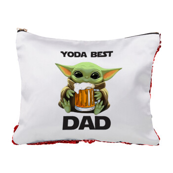 Yoda Best Dad, Τσαντάκι νεσεσέρ με πούλιες (Sequin) Κόκκινο