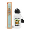 Easter Set, metallic aluminum water bottle (500ml) & scented flat candle (30cm) (TURQUOISE)