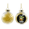 Transparent Christmas tree ball ornament with gold filling 8cm
