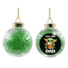 Transparent Christmas tree ball ornament with green filling 8cm