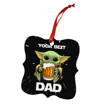 Yoda Best Dad, Χριστουγεννιάτικο στολίδι polygon ξύλινο 7.5cm