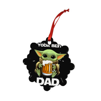 Yoda Best Dad, Christmas ornament snowflake wooden 7.5cm