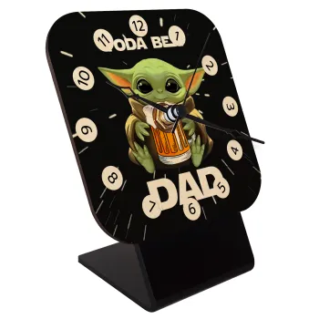 Yoda Best Dad, Επιτραπέζιο ρολόι σε φυσικό ξύλο (10cm)