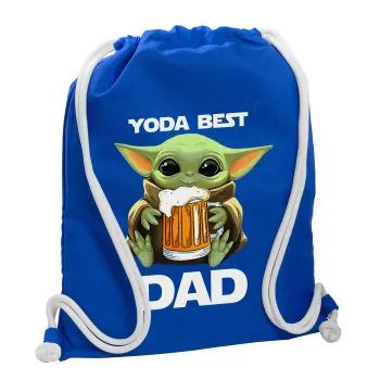 Yoda Best Dad, Τσάντα πλάτης πουγκί GYMBAG Μπλε, με τσέπη (40x48cm) & χονδρά κορδόνια